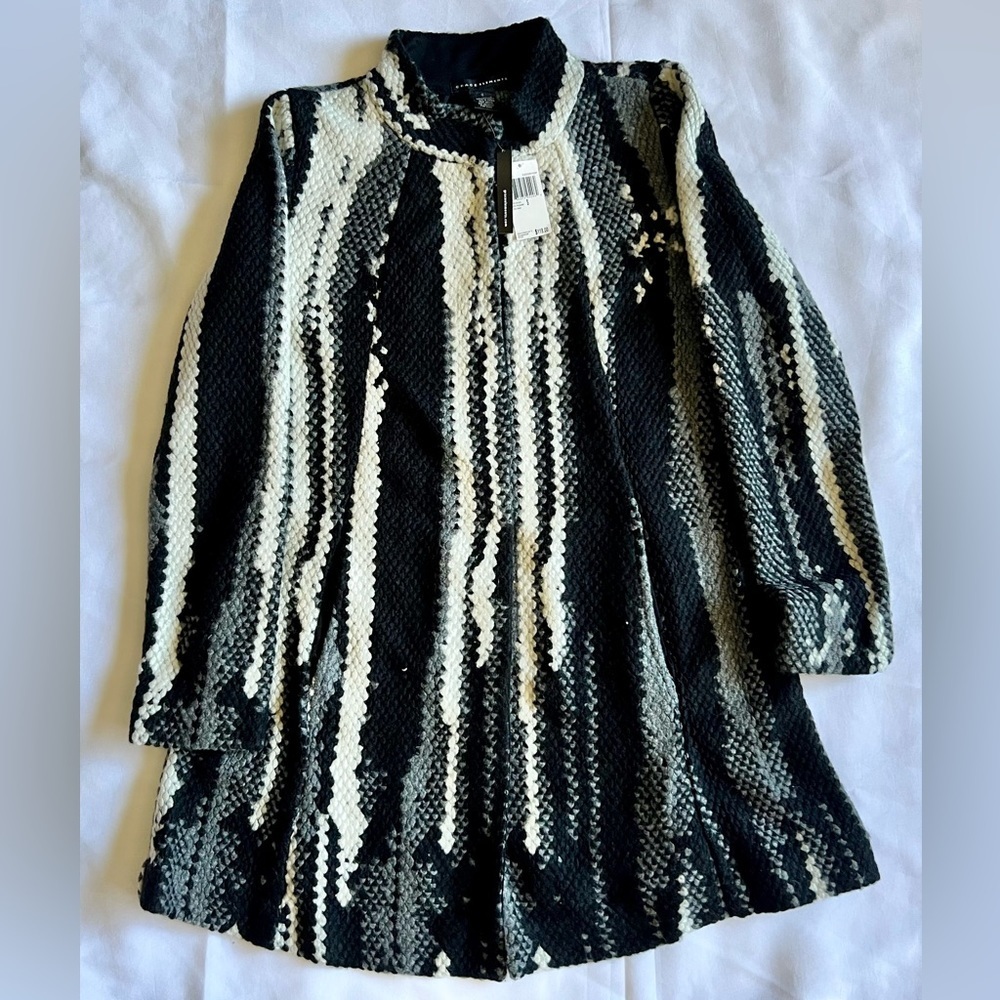 Grace Elements Women's Black Gray Knit Coatigan Cardigan Jacket Size S NWT